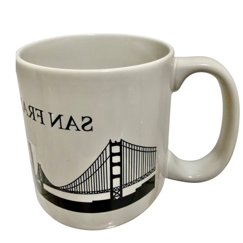 San Francisco Skyline Golden Gate Bridge Ceramic Coffee Mug White Black Souvenir